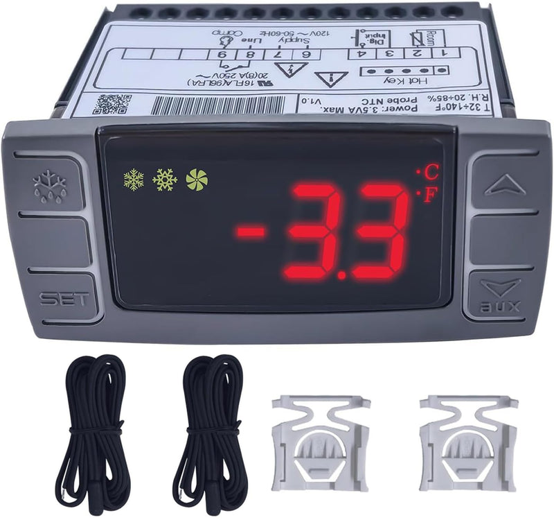 [Australia - AusPower] - XR02CX-4N1F1 for Dixell Refrigerator Digital Temperature Controller 120V 50-60hz with Temperature Sensor Probesfor Fridge-S FREEZERS Heating Appliances,Replace Thermostat Controller 
