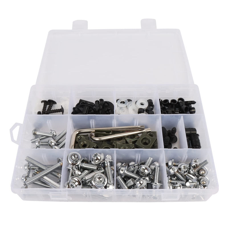 [Australia - AusPower] - Stainless Steel Bolt Kit Screws Fasteners Clips Compatible with Yamaha Honda Kawasaki Suzuki BMW Fairing Bolt Kits Metric Bolts and Nuts Kit Torx Screws (Sliver) Sliver 