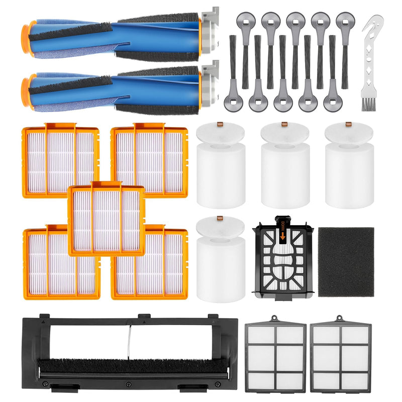 Replacement Parts For Shark AI AV2511AE AV2501S AV2610WA AV2501AE RV2502AE RV2610WA UR2500SR Ultra Robot Vacuum Cleaner Accessories Kit Main and Side Brush,Roller Brush Cover,HEPA Filter,Foam Filter 2+1+5+4+4+10+2+1+1+1