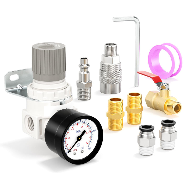 [Australia - AusPower] - 1/4" NPT Air Compressor Regulator, with 0-150 PSI Gauge, AR2000 Air Gauge Regulator Inline for Air Compressor and Pneumatic Tools 1/4" NPT (AR2000) 