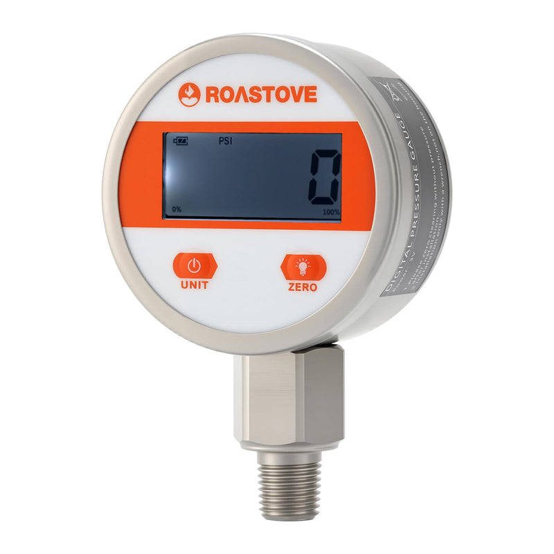 [Australia - AusPower] - Roastove 2-1/2" dial Digital Industrial Pressure Gauge with 1/4" NPT Lower Mount, Stainless Steel case and Connection, 0-1000psi/bar, 1% accurancy,Battery Powered, with LED Light 2-1/2",0-1000PSI 