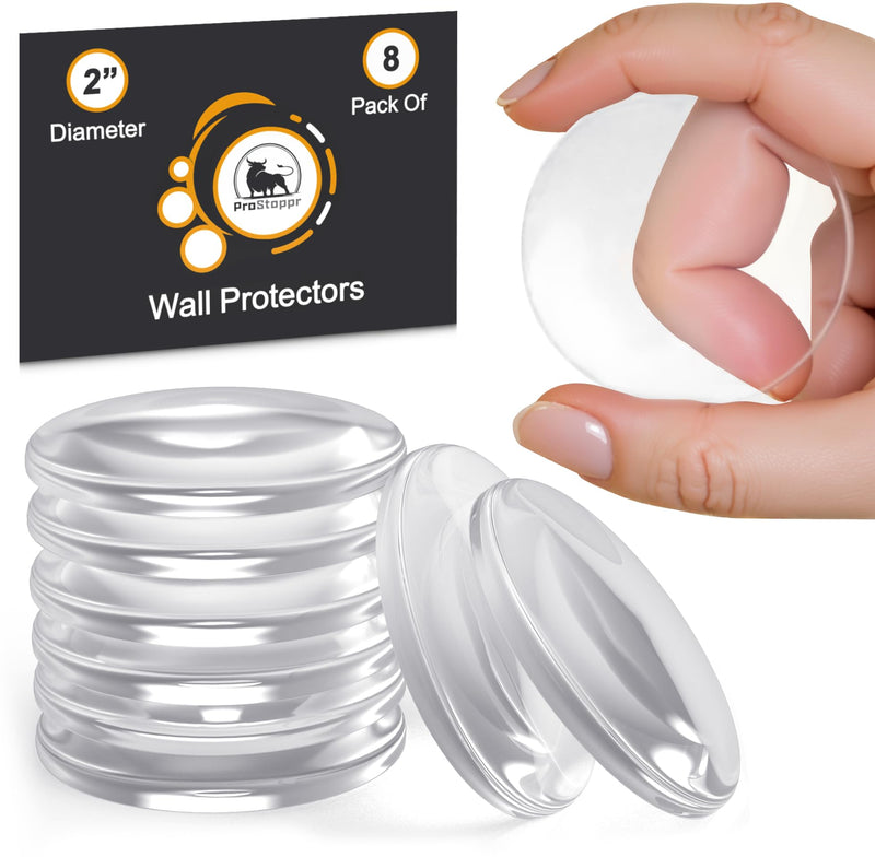 [Australia - AusPower] - Door Stoppers for Wall 2" (8 Pieces) - Self Adhesive & Discreet Door Knob Wall Protector - Quiet Door Bumper with Strong Back Adhesive - Rubber Door Stops - Shock Absorbent Door Handle Stopper 8 Pieces Clear 