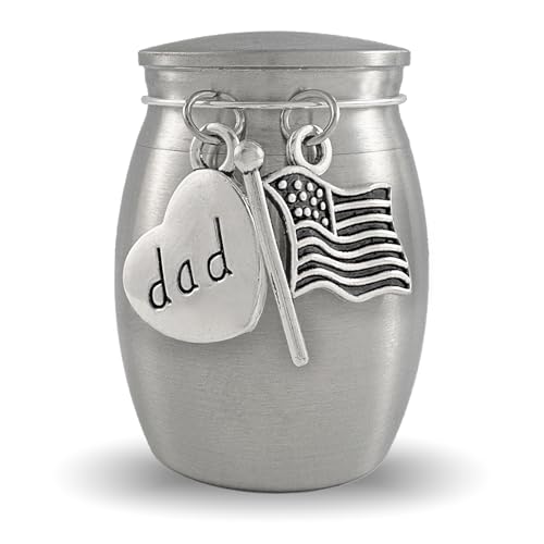 Dad Veteran Small Urn for Human Ashes Mini American Flag Cremation Urn