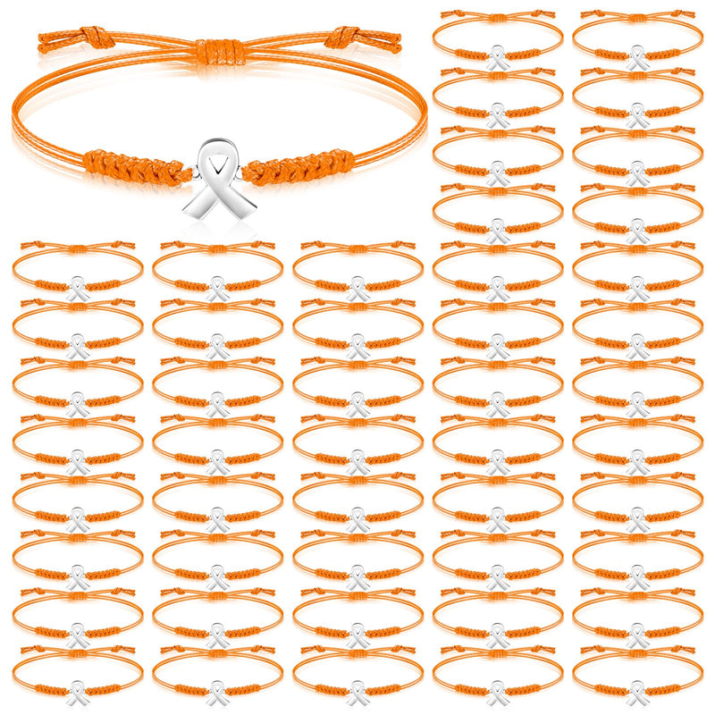 Sasylvia 20/50/100/150 Pcs Leukemia Awareness Bracelets Orange Ribbon Bracelets Leukemia Lymphoma Cerebral Cancer Awareness Support Wristbands for Women Man Social Charity Welfare Event 100