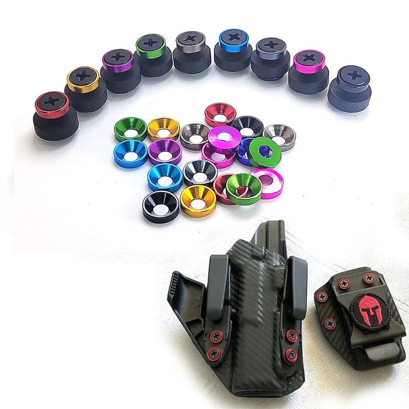 [Australia - AusPower] - Colorful Chicago Screws,Mixed Color Phillips Head Stainless Steel 304 Antirust Screw Holster Fastener eather Straps/Belts Kydex Holster/Sheath Repair (Mixed Color, 4mm Rubber pad,20 Sets) 