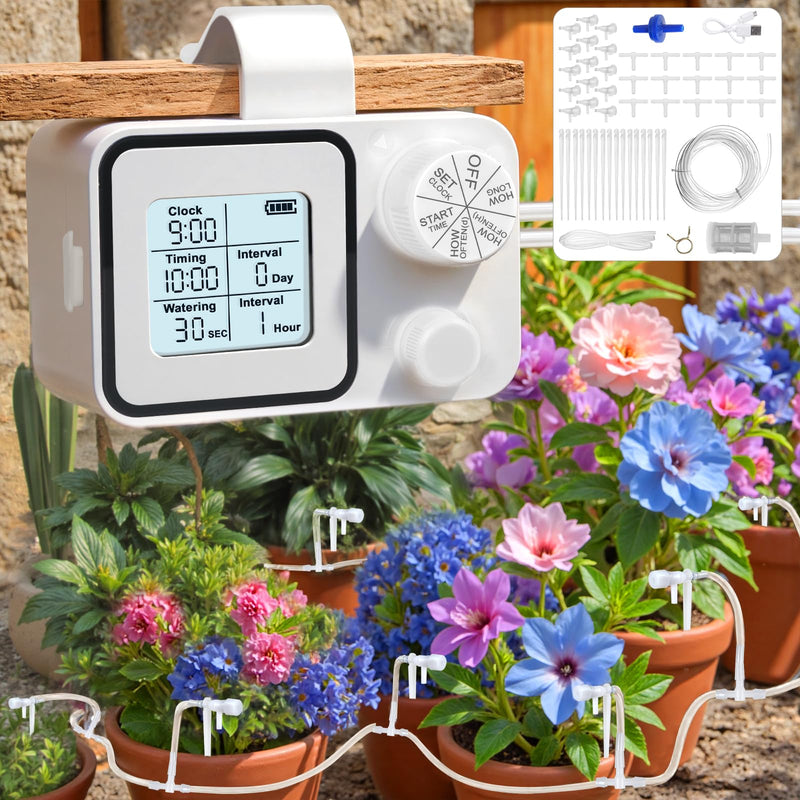 [Australia - AusPower] - Automatic Plant Waterer Indoor Self Watering System, Plant Watering Devices, Automatic Watering System for 15 Potted Plants with Programmable Water Timer, Plant Watering System for Vacation 