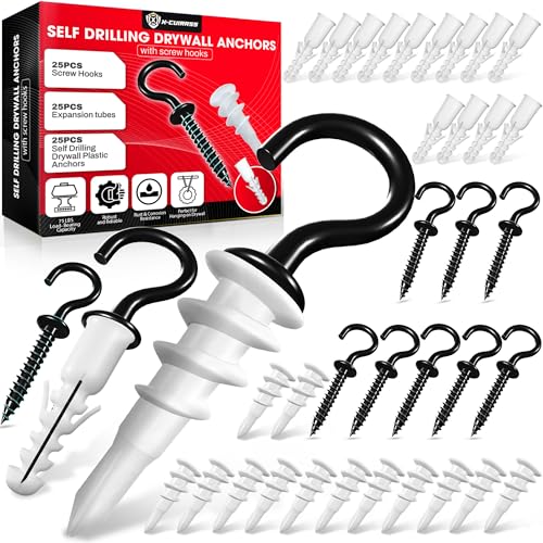 X-CUIRASS 25-piece screw hooks with self-drilling drywall anchors and expansion tubes ingerlaner