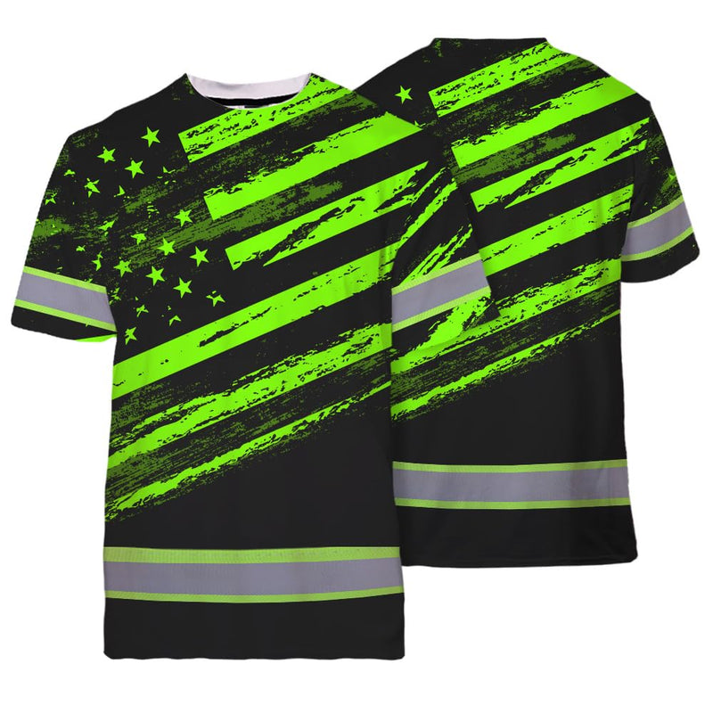 BRIGHTGUARD, High Visibility Shirts for Men Class 3, Short Sleeve Reflective Safety Shirts Medium Color 1