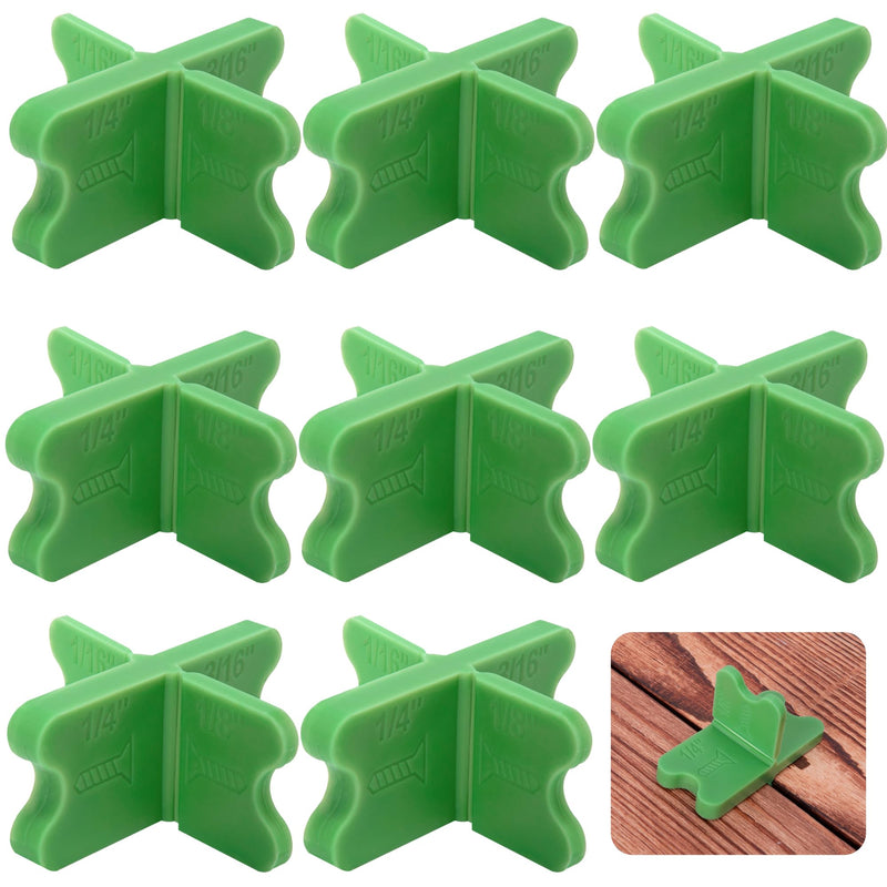 [Australia - AusPower] - 8 Pcs ABS Deck Spacer Tool,4 Thicknesses Deck Board Spacers(1/16", 1/8", 3/16", 1/4"),Green Deck Spacers Assorted for Pressure Treated Composite Decking Green-8 
