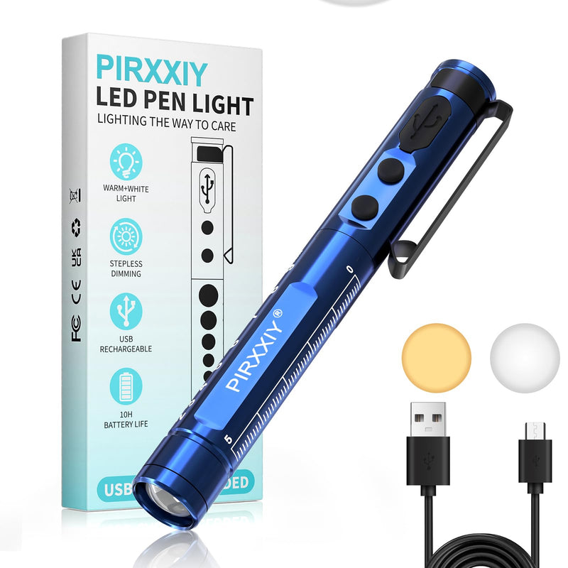 [Australia - AusPower] - Pen Light for Nurse, Rechargeable LED Medical PenLight, Warm/Cool White & Stepless Dimming, Portable Medical PenLight for Nurse, Doctor, First Aid, EMT, Nursing,Nursing Student (Dark Blue) Dark Blue 