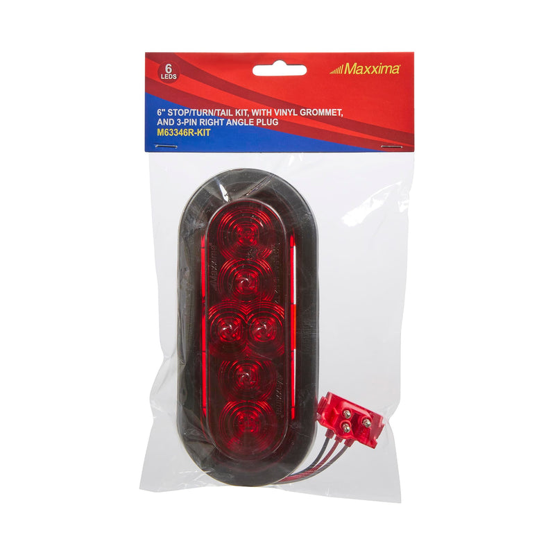[Australia - AusPower] - Maxxima M63346R-KIT 6” Oval Red Lightning Series Stop/Turn/Tail Kit with Grommet & Right Angle Plug 