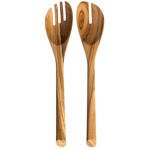 Rock & Branch Olive Wood Salad Serving Utensils, Great for Tossing and Serving Salad, Pasta and More