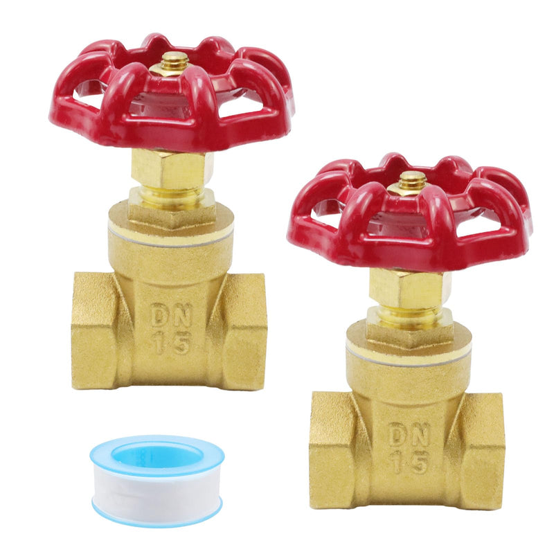 [Australia - AusPower] - Antrader Gate Valve Brass,DN15 Female with Wheel Handle Brass 1/2" Female Threaded Rotary Globe Valve for Water Oil Gas,2Pcs 1/2"(DN15) 