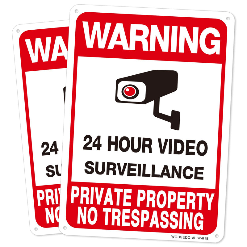 [Australia - AusPower] - 2-Pack Private Property No Trespassing Sign,Video Surveillance Signs Outdoor,Rust Free Aluminum 10 x7 Inches Security Camera Sign for Home,Business,CCTV,UV Protected & Waterproof 