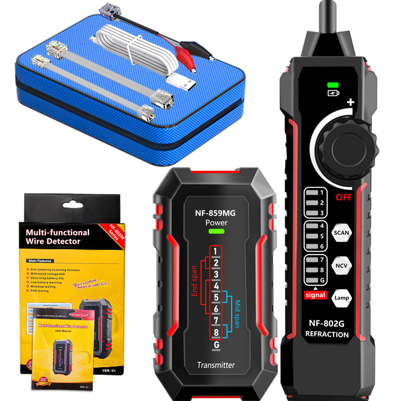 [Australia - AusPower] - NF-802MG Network Cable Tester with POE/Cat5/Cat5e/Cat6/Cat6a CAT3 Phone Line RJ11 RJ45 Ethernet LAN Telephone Cable Fault Finder with Toner Function (2025 New Version) Gray 