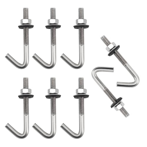 Flomore M5x80mm 304 stainless steel roof anchor bolt with J hook, hex nut and washer