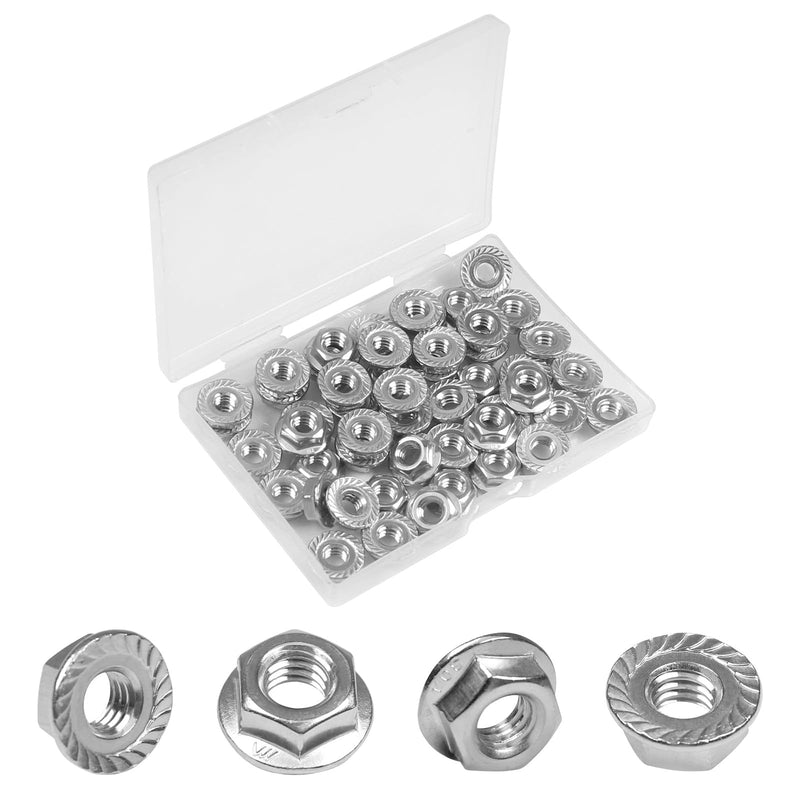 [Australia - AusPower] - Yinpecly 1/4-20 Serrated Flange Hex Nuts,1/4" Hexagon Flange Nuts,UNC Nuts Fasteners, 304 Stainless Steel,Full Thread, Hex Drive, Replacement Nut for Industrial Construction Fasteners, 50 Pack 