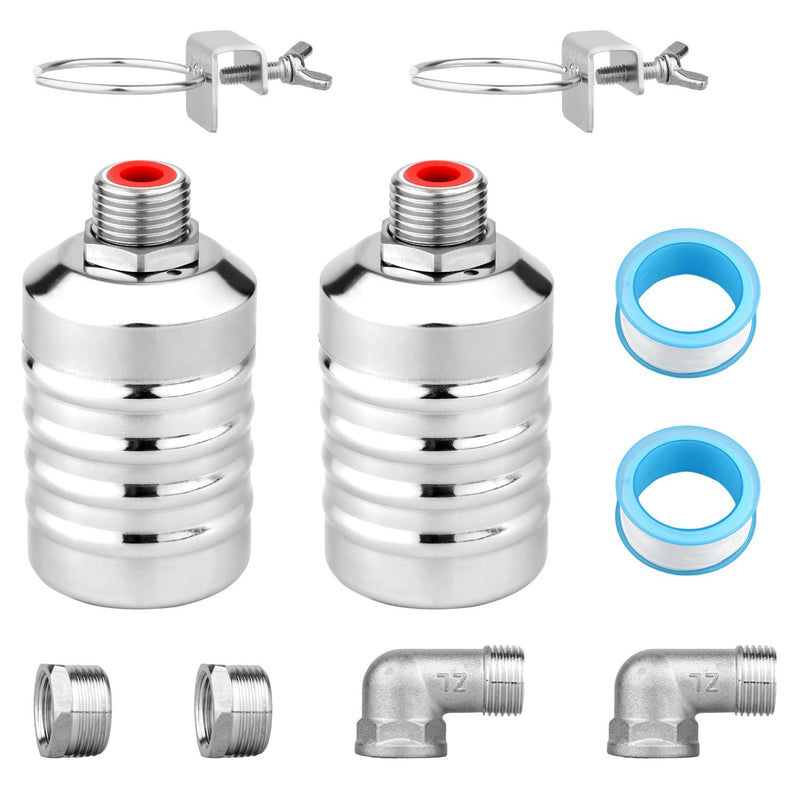 [Australia - AusPower] - 2pcs Water Float Valve, Stainless Steel Automatic Water Level Control Float Valve 1/2in and 3/4in Connection Types for Fish Tank Swimming Pool Livestock Trough 