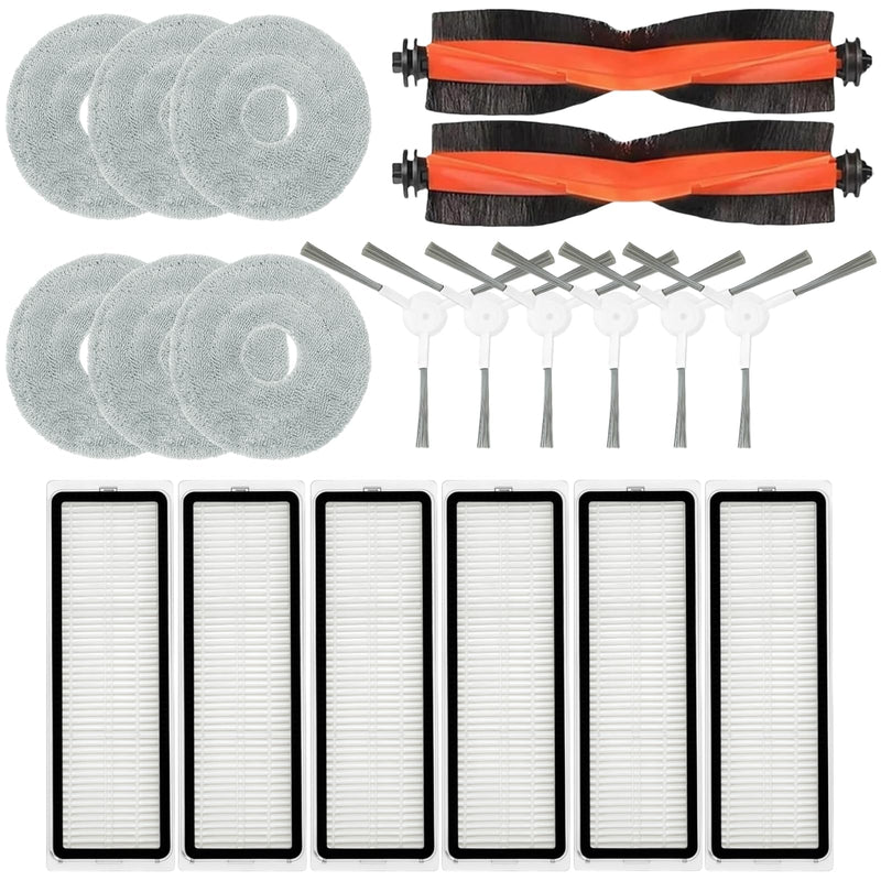 Accessories Kit for Xiaomi S20 Plus / S20+ Robot Vacuum Cleaner, 2 Main Brush, 6 Filters, 6 Side Brushes, 6 Mop Pads, Replacement Parts Spare Repair Attachments