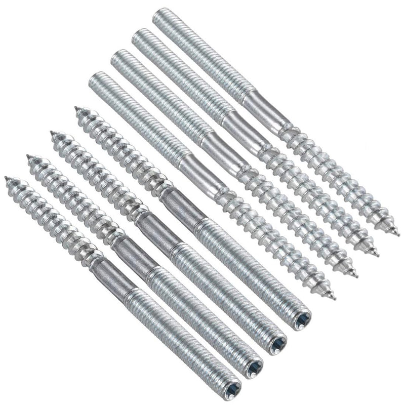 [Australia - AusPower] - TOP-VIGOR 8Pcs M6x90mm Double Headed Bolts Self Tapping Screw, Double Ended Dowel Screws, Screw Dowels Hanger, Threaded Lag Wood Screws and Machine Bolts for Wood Joint Furniture M6*90mm, 8pc 