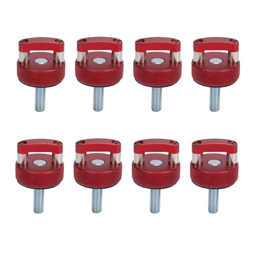 Pissente red M8 1.25 thread hard top quick removal thumb screws, 8-piece set for 2-door and 4-door vehicles