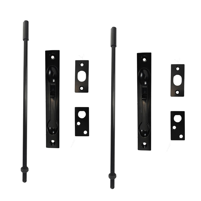 Solid Zinc Alloy Extension Flush Bolt with Rod 12"-Satin Black-Pack of 2