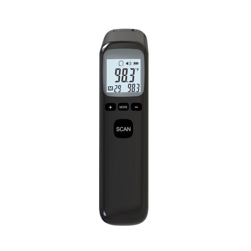 [Australia - AusPower] - No-Touch Forehead Thermometer for Adults and Kids, Fever Alarm with Digital Thermometer, 1s Instant Results Black 