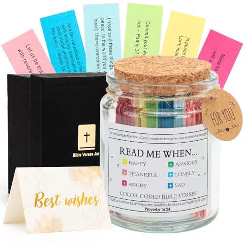Read Me When Bible Verses Jar with Greeting Card, Gifts for Women Men