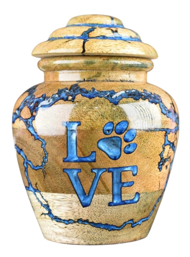 Cremation Urn for Pets Ashes Adult - Wooden and Resin Urns for Dog Ashes Box for Cats - Decorative Urns - Burial and Funeral Box (Small - 20 lbs) Small - 20 lbs