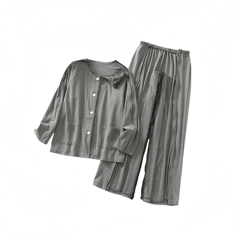 [Australia - AusPower] - Bedridden Patient Clothing,Tear Away Suit, Fully Open Adaptive Chemo Clothing,Four Seasons Dark Gray-men Large 