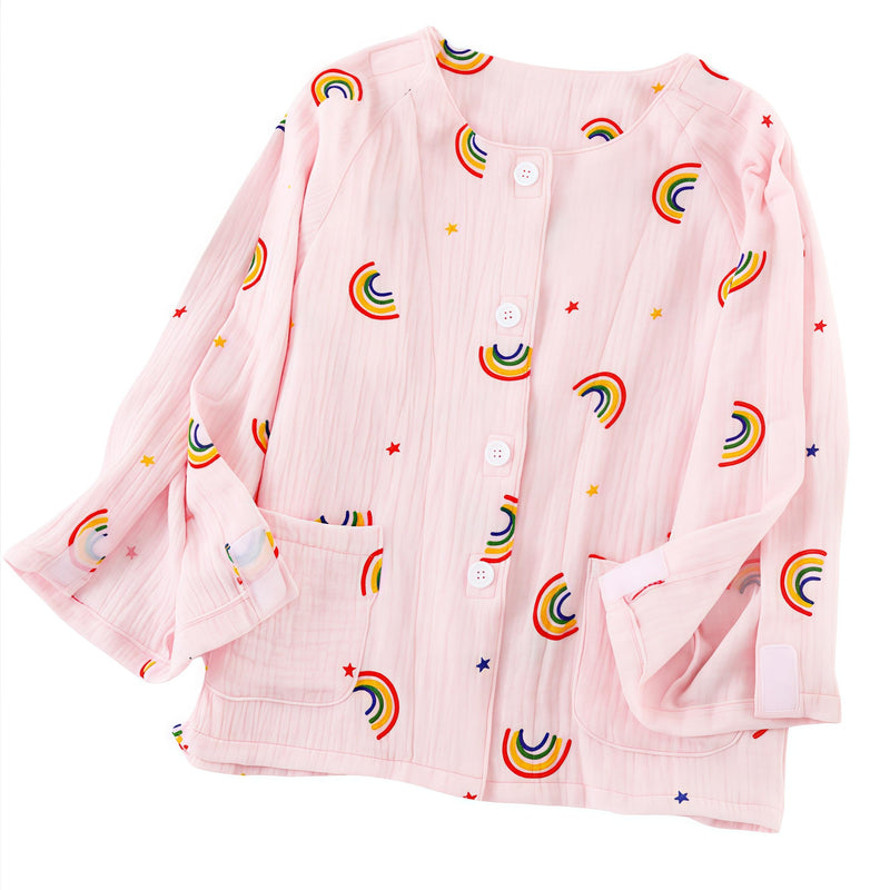 [Australia - AusPower] - WEEOATAR Kids Hospital Gown Clothes for Post Shoulder Surgery Broken Arm Clothing, Full Open, Easy to Wear with Magic Stickers on Both Sides Suitable for Boys and Girls (Pink, 150cm/59.0in) Pink 