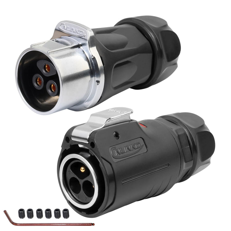 [Australia - AusPower] - CNLINKO LP-24 3-Pin Screw Lock Waterproof Connector, IP68 Aviation Circular Quick Plug, M24 Male & Female Plug Pair (LP24 3-Pin Screwing) 3 Pin Screwing LP24 