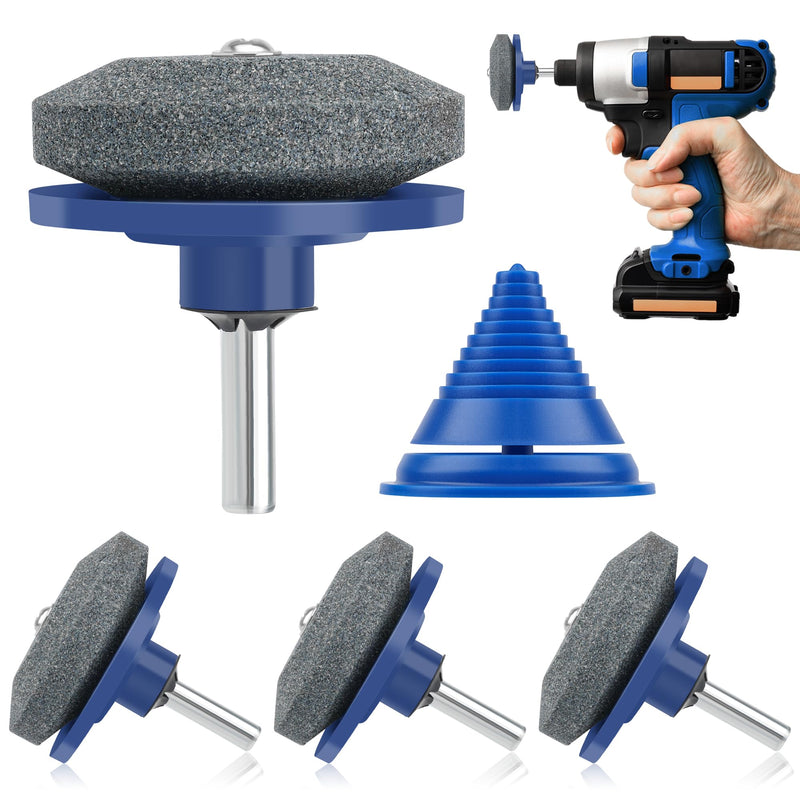 [Australia - AusPower] - 4+1PCS Lawn Mower Blade Sharpener, Universal Lawnmower Blade Sharpener Mower Sharpening Stone with 1PCS Balance Tool for Hand Drill/Power Drill Single layer 