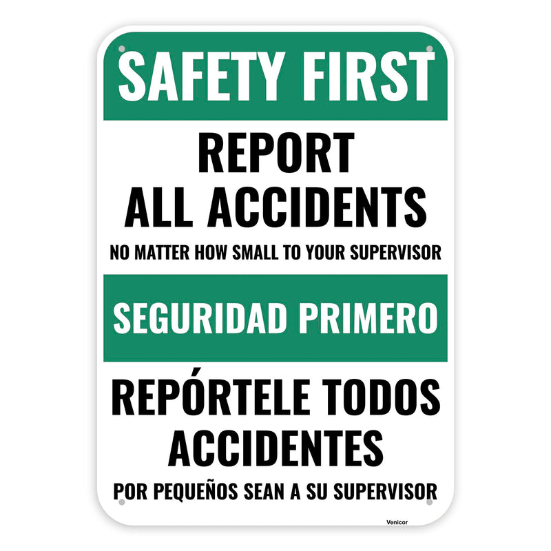 [Australia - AusPower] - 1PC Safety Sign, 14 x 10 Inches - Aluminum - Safety Decorations Posters For Workplace - Wear Personal Protective Equipment (Report All Report All Accidents 