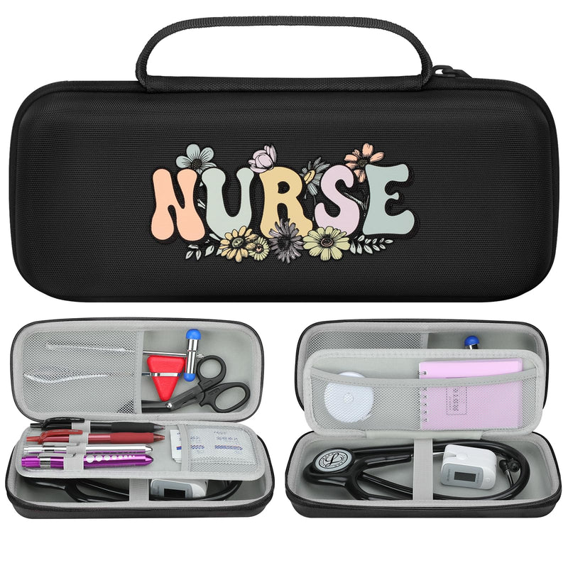 [Australia - AusPower] - Stethoscope Case for 3M Littmann Classic III, Cardiology IV, MDF, EKO - Nurse Gifts for Women, Nursing Student Gifts, Cute Hard Shell Nurse Bag, Nurse Accessories for Work, Nursing School Essentials Black 