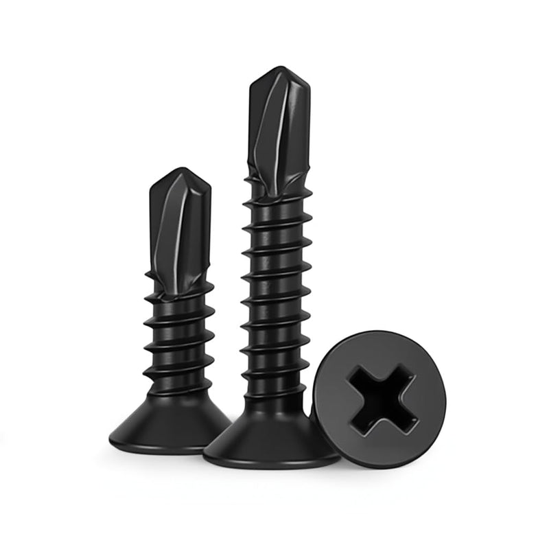 [Australia - AusPower] - #6 x 3/4" (100 Pack) Flat Head Sheet Metal Screws Phillips Drive Fast Self-Tapping Screw Wood Screws, High-Strength 410 Stainless Steel, Black Oxide #6 x 3/4'' 