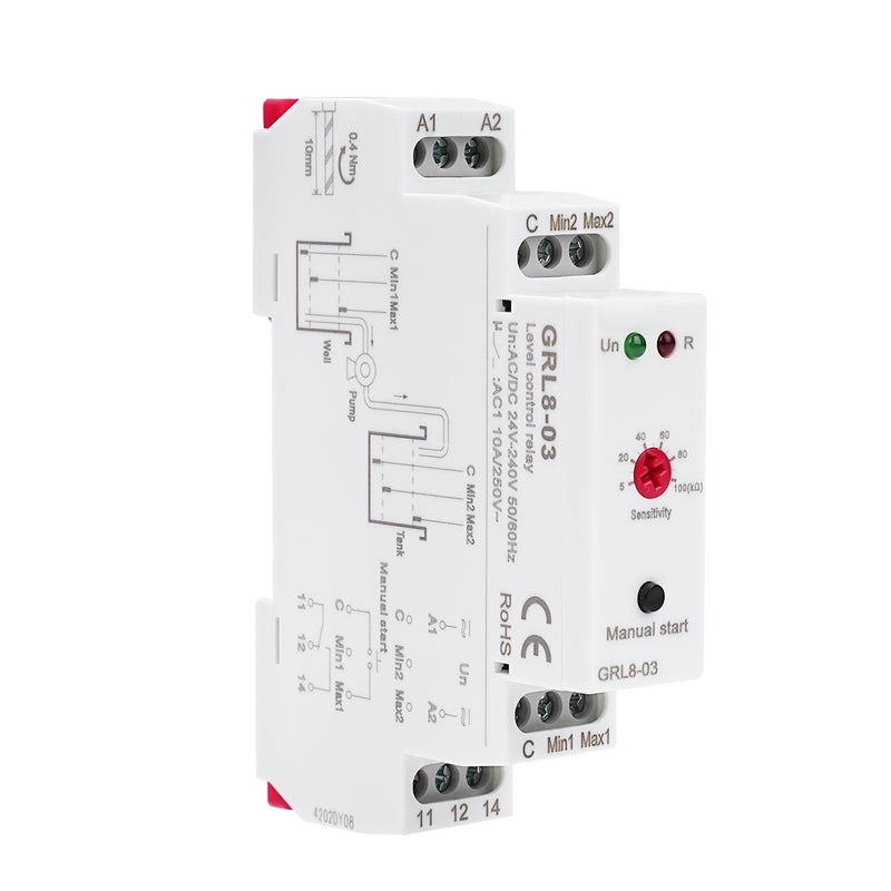 [Australia - AusPower] - ZPSHYD GRL8-03 Liquid Level Control Relay - AC/DC 24-240V 10A Electronic Water Level Controller for Well, Tank, Pump, Tower, Reservoir 