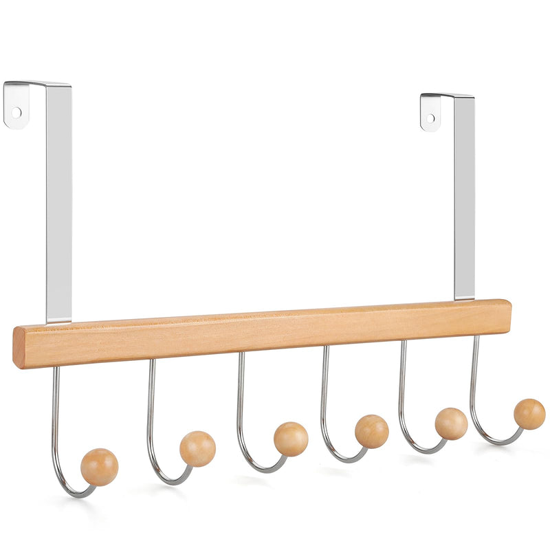 [Australia - AusPower] - TOPIA HANGER Over The Door Hooks for Hanging, Towel Hooks Towel Racks for Bathroom, Coat Hooks Coat Rack Over The Door Organizer Hanging, Wooden Door Hangers for Coat Towel Hat Purse CT71N Natural 1 Pack 