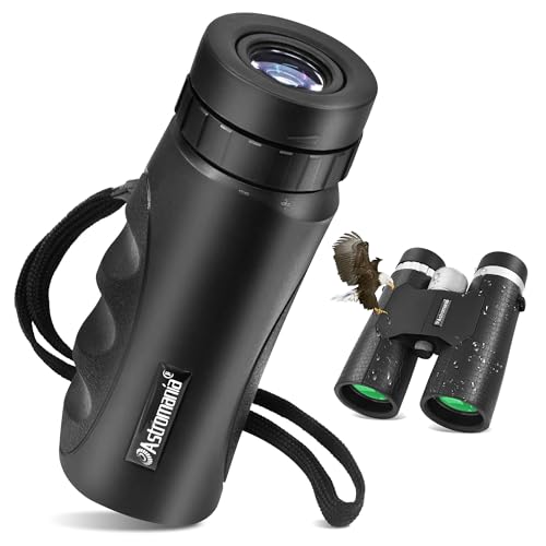 Astromania 8x42 Compact Binoculars - Bundle with - Waterproof Compact 8x25 Monocular
