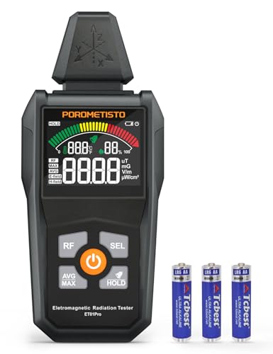 ET01PRO 5-in-1 EMF Meter - Electrosmog Meter with EF/MF/RF/Temperature/Humidity, Max/Min/Memory, Ideal for Professionals, Home & Ghost Hunting