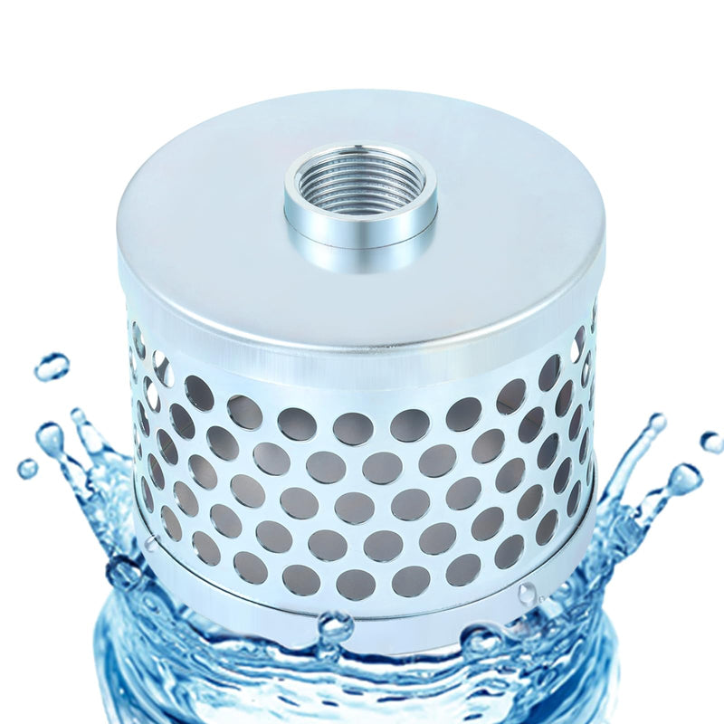[Australia - AusPower] - Round Hole Suction Strainer Filter for Pumps, Carbon Plated Steel Basket Water Suction Filter, with NPT Female Thread, Reduces Solids Entering Pump (1 inch) 1 inch 