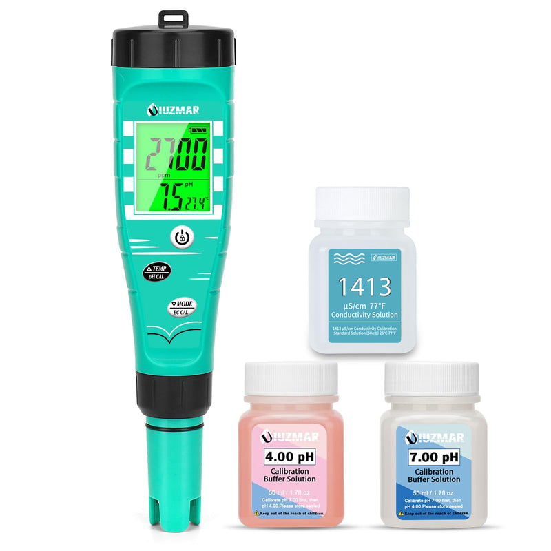 [Australia - AusPower] - UIUZMAR pH Meter for Hydroponics EC pH Monitor pH ppm Tester for hydroponics System Simultaneous Measurement of pH EC TDS Temperature for DWC Setup Hydro Reservoir Tank, Aeroponic Garden 