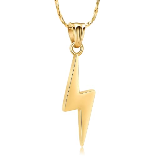 Lightning Bolt Urn Necklaces for Ashes Thunderbolt Cremation Jewelry for Ashes Keepsake Memorial Necklace for Women Men Jewelry Ashes Holder Vertical Lightning Urn Pendant A-Gold