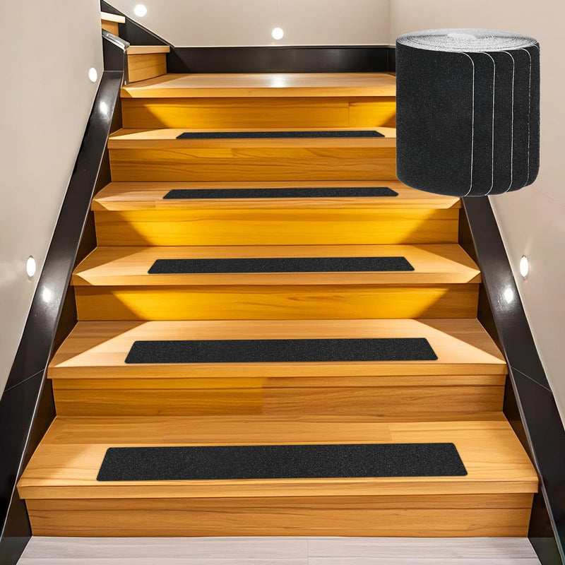 [Australia - AusPower] - 15-Pack Anti Slip Traction Tape 24" x 4" Best Grip Tape Grit Outdoor Non-Skid Tape High Traction Friction Abrasive Adhesive for Indoor/Outdoor Stairs Step [Black] 15 24 Inch X 4 Inch 