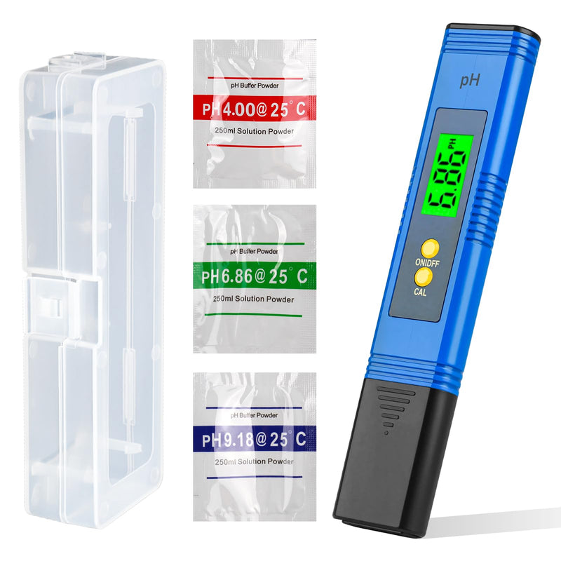 PH Meter Digital PH Accuracy Water Quality Tester 0.01 Resolution 0-14 Measuring Range with Auto Calibration Digital Value Tester for Checking Drinking Water Aquarium Pools Swimming Pool Laboratory Blue | Meter Digital PH Accuracy Water Quality Tester...