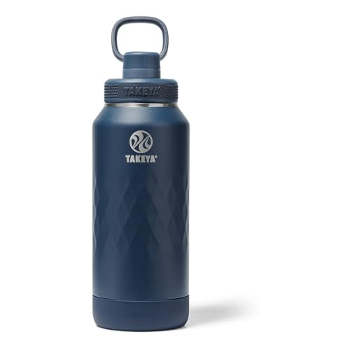 Takeya Sport Triple Insulated Water Bottle with Spout Lid and Ice Blocker (32 oz, Indigo) - Triple Wall, Leakproof, Stainless Steel Water Bottle for Gym & Outdoor Use 32 Ounces