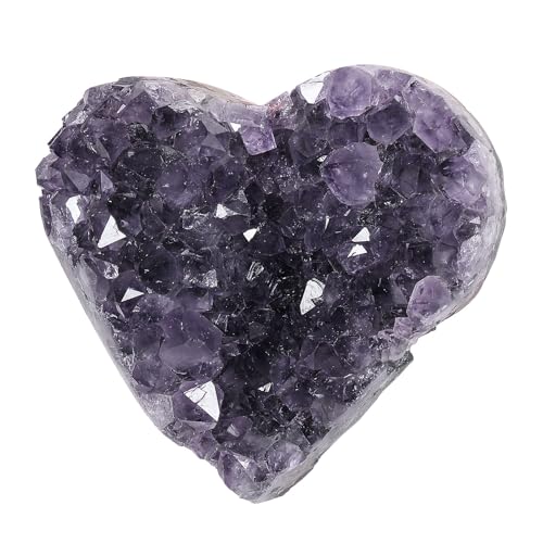 mookaitedecor Natural Amethyst Crystal Cluster Heart Geode Stone Specimen 0.44-0.66 Pound