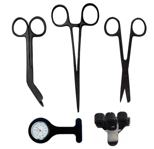 Nurse Starter Pack "Matte Black" - 5 Pieces - Bandage Scissors - Nurse Scissors Set - Nurse Scissors - First Aid Scissors - Medical Scissors - Quiver - Nurse