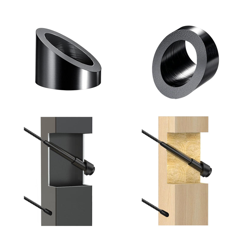 [Australia - AusPower] - 30 Pack 316L 1/4 '' Stainless Steel 30 Degree Angle Beveled Washer for 1/8" to 3/16" OD Deck Cable Railing Kit/Hardware， Marine Grade Wood/Metal/Aluminum Posts, DIY Balustrade AW6 1/4 inch Black 