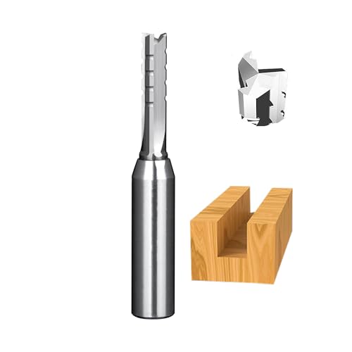 HUHAO TCT straight router bit with 1/2-inch shank and three flutes for wood slot cutting and CNC trimming